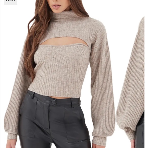 4TH & RECKLESS Elm Cutout Funnel Neck Sweater - Picture 1 of 6